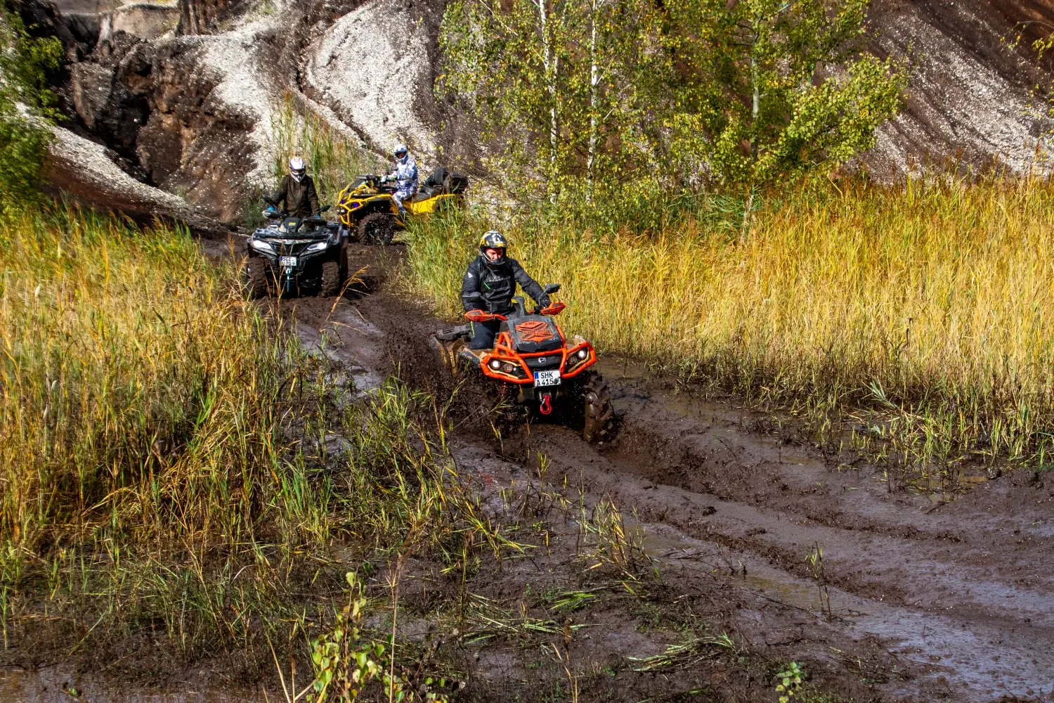 Quadfactory Beitler, Herbstevent 2023 Teil 1, Quad im schlammigen Wasser