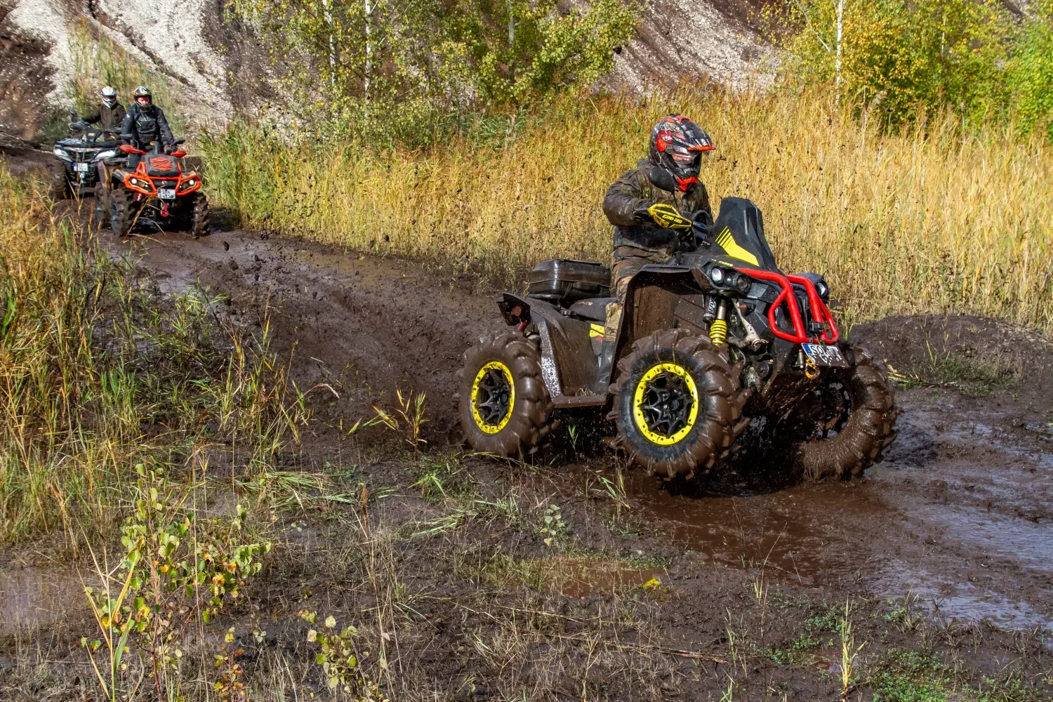 Quadfactory Beitler, Herbstevent 2023 Teil 1, Quad im schlammigen Wasser